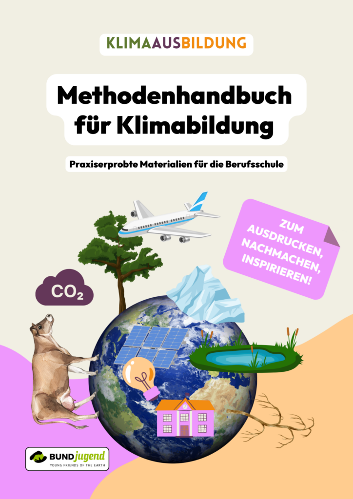 Cover des Methodenhandbuch für Klimabildung - Praxiserprobte Materialien für die Berufsschule
